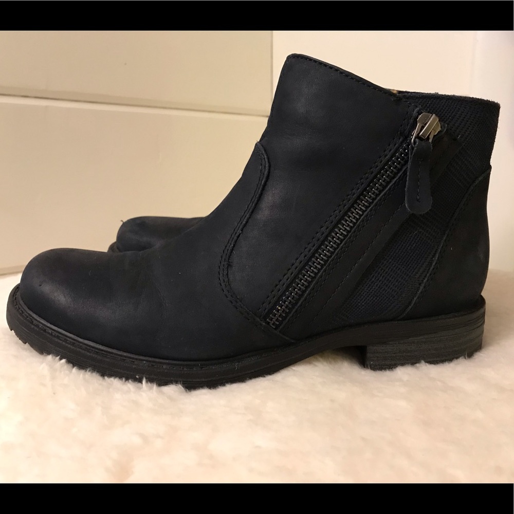 Dark Navy Leather Ankle Boots from Earth